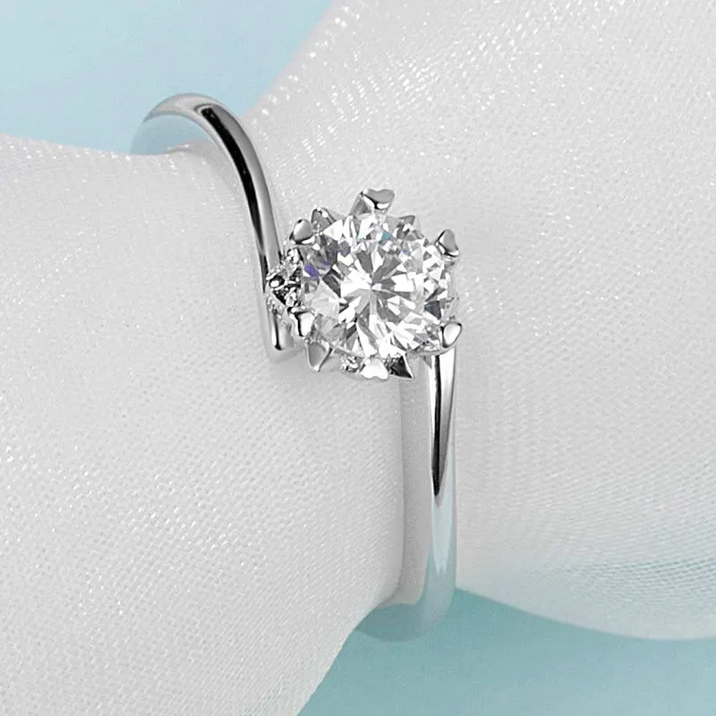 Round Cut Moissanite Diamond Twisted Solitaire Ring
