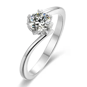 Round Cut Moissanite Diamond Twisted Solitaire Ring