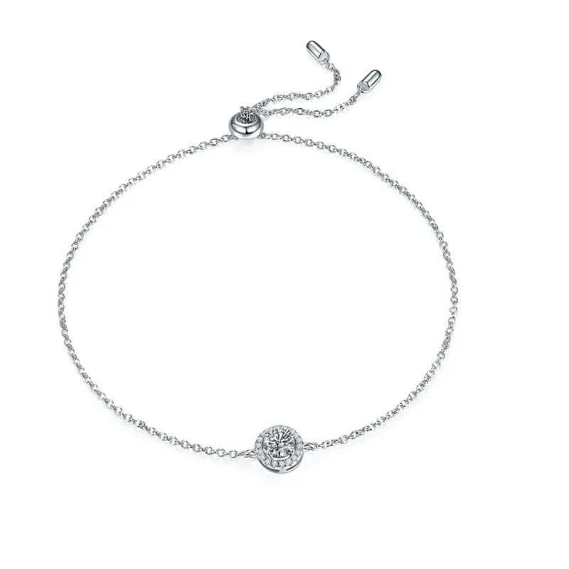Round Cut White Moissanite Diamond Bracelet