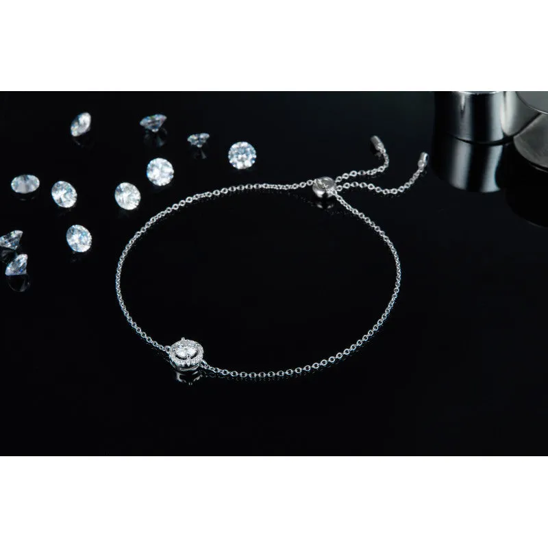 Round Cut White Moissanite Diamond Bracelet
