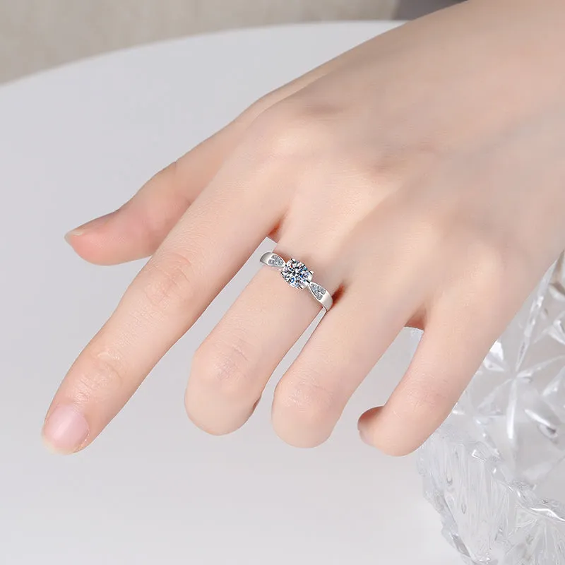 Round Cut White Moissanite Diamond Classic Ring
