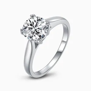 Round Natural Moissanite Diamond Solitaire Ring