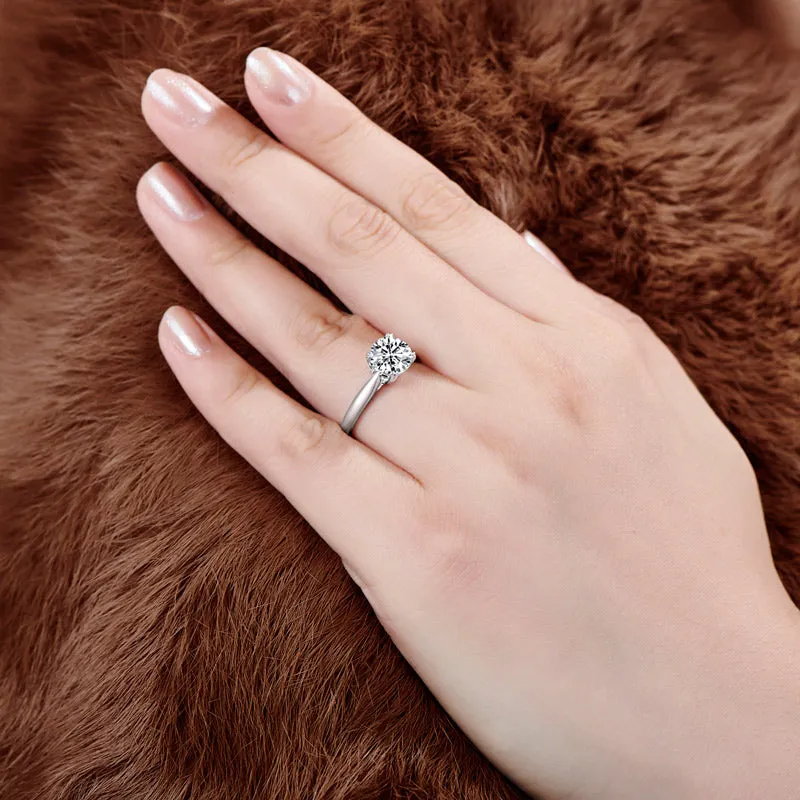 Round Natural Moissanite Diamond Solitaire Ring