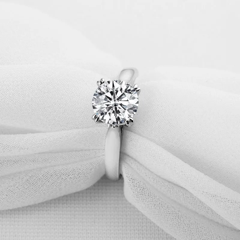 Round Natural Moissanite Diamond Solitaire Ring