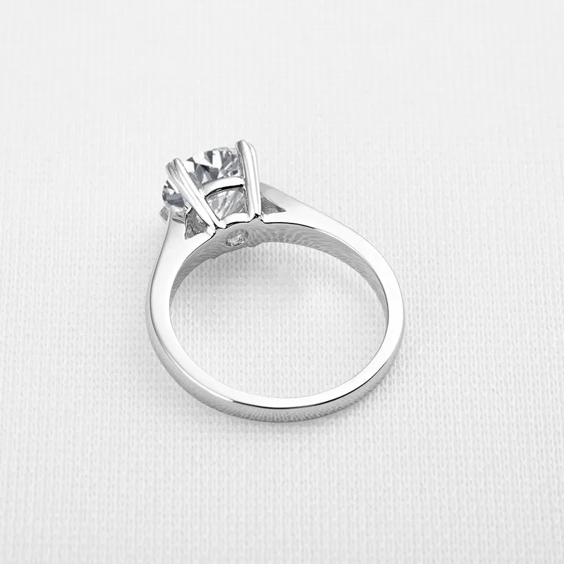 Round Natural Moissanite Diamond Solitaire Ring