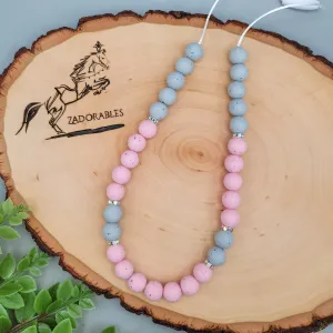 RTS | OOAK | Speckled Pink & Grey Classic Bling Necklace