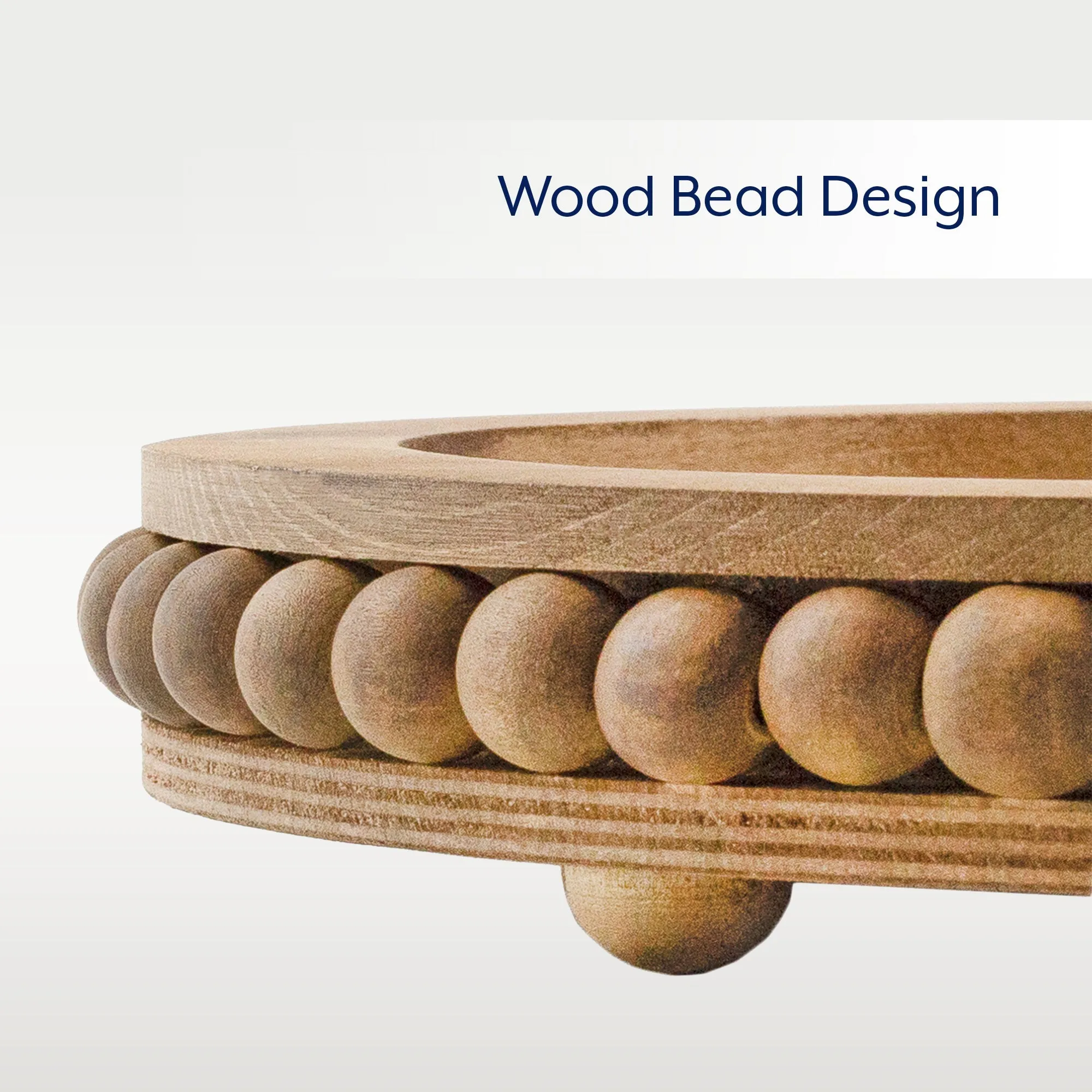 Rustic Beaded Wood Tray Set (Set of 2)