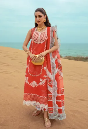 Saira Shakira Embroidered Lawn Unstitched 3Pc Suit D-05B Stars of Fire - Fiesta Coral