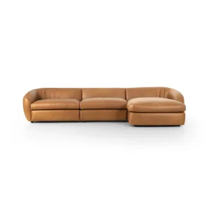 Saldana 3 Piece Sectional W/Chaise - Lorento Cognac