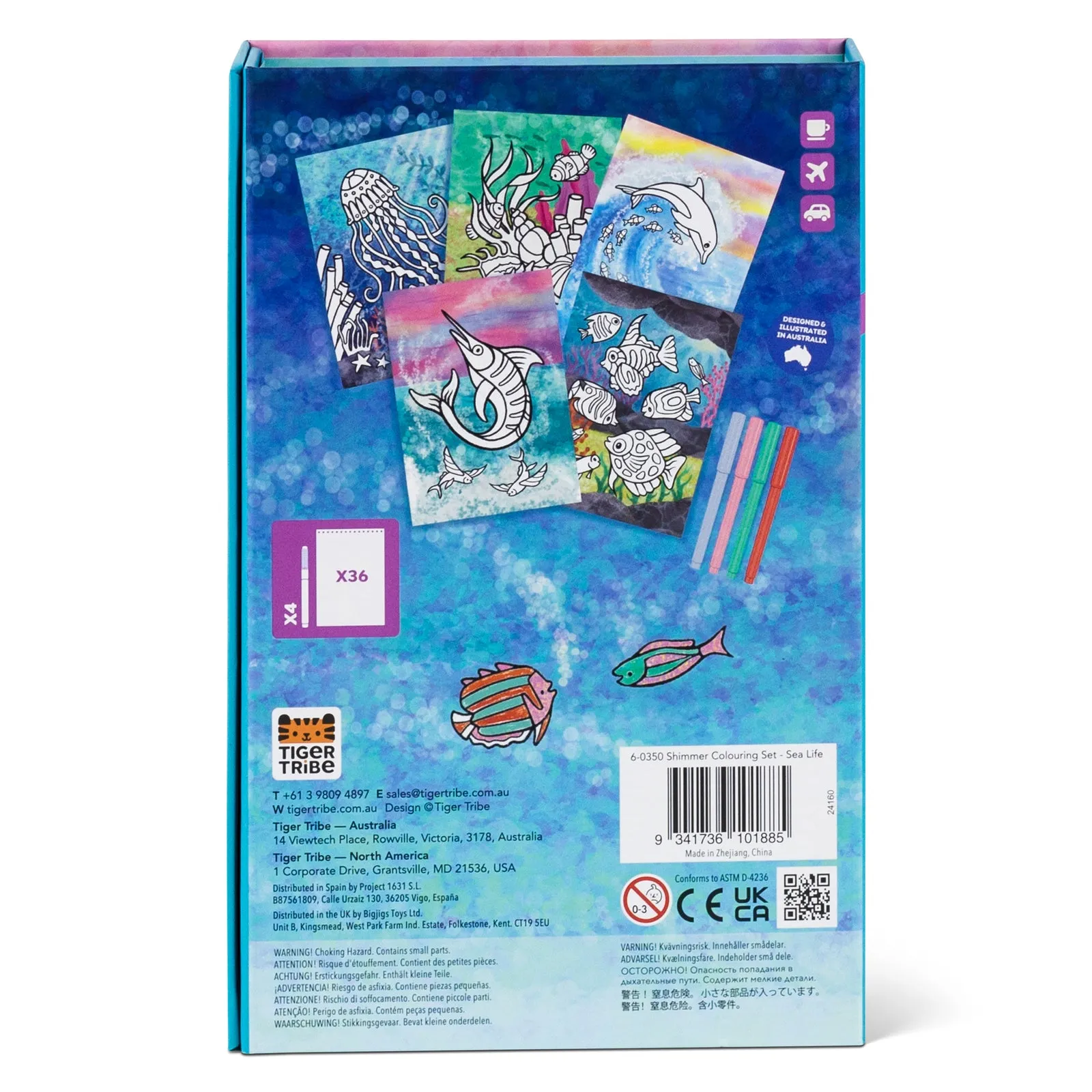 Shimmer Colouring Set - Sea Life - 4 