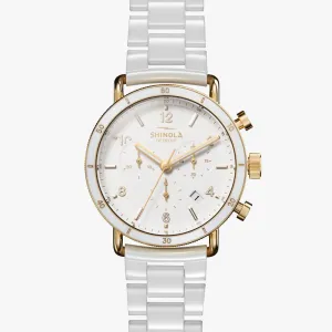 Shinola The Canfield Sport 40mm White Ceramic Bracelet S0120183152