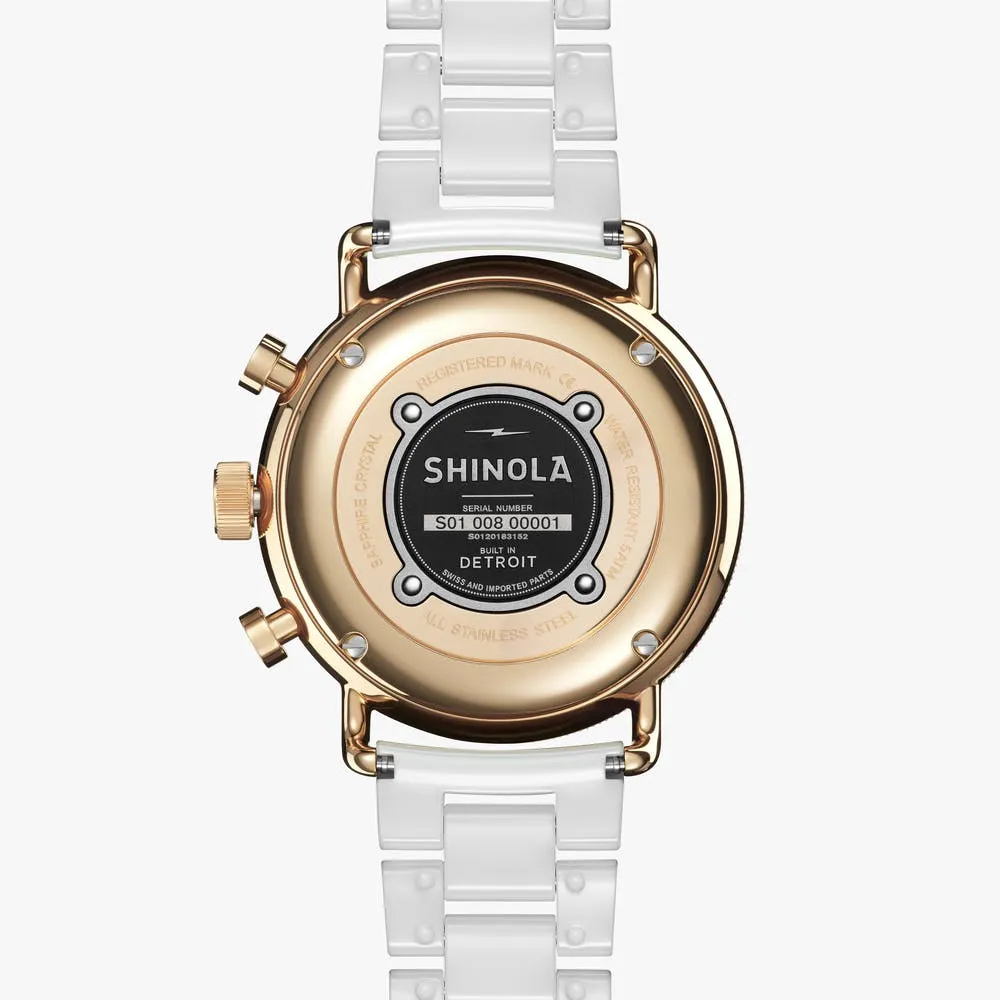 Shinola The Canfield Sport 40mm White Ceramic Bracelet S0120183152