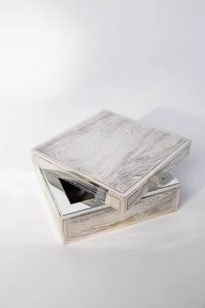 Silver Plate Wood Grain Decorative Box French 1960's