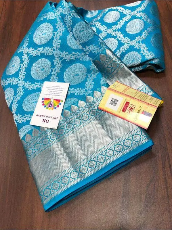 Silver Zari  Designer Kancheepuram Bridal Silk Saree