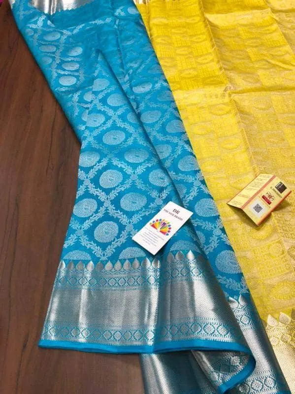Silver Zari  Designer Kancheepuram Bridal Silk Saree