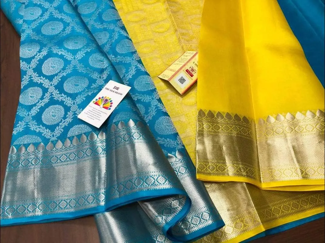 Silver Zari  Designer Kancheepuram Bridal Silk Saree