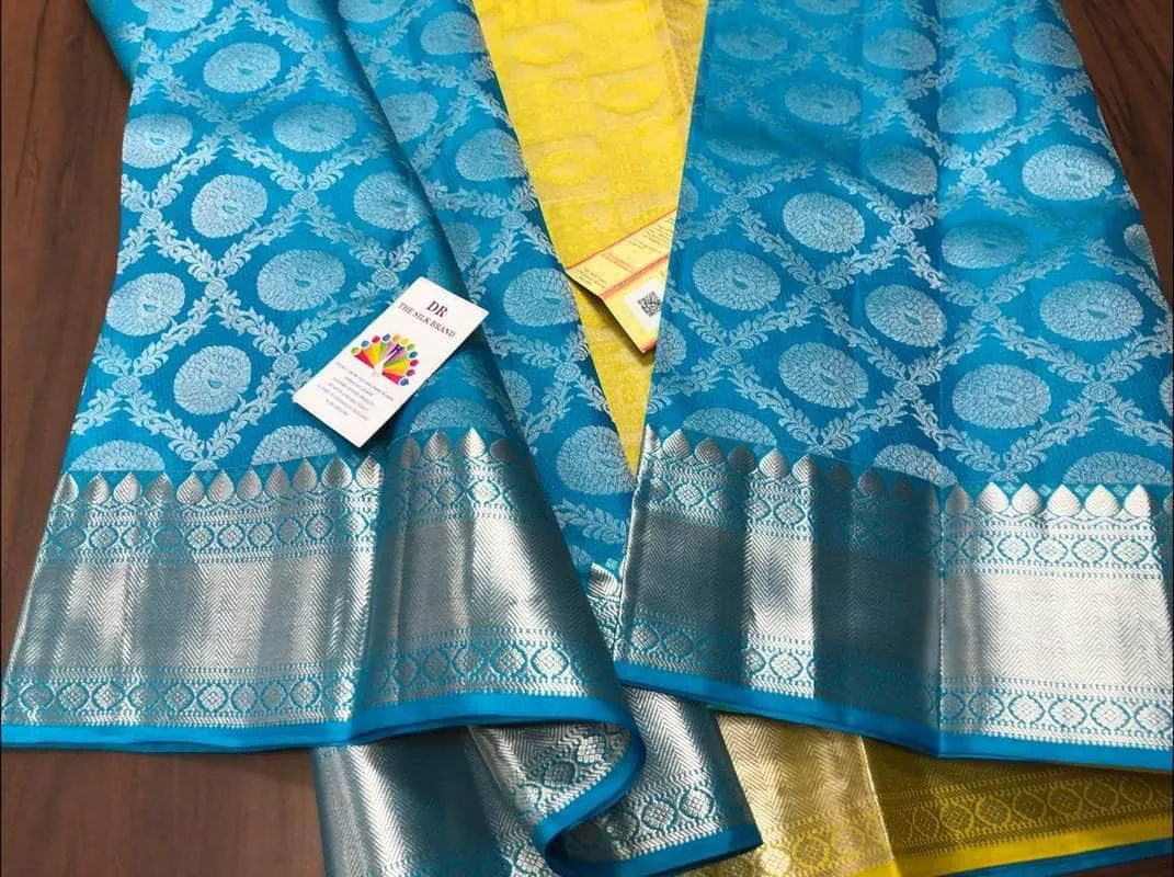 Silver Zari  Designer Kancheepuram Bridal Silk Saree