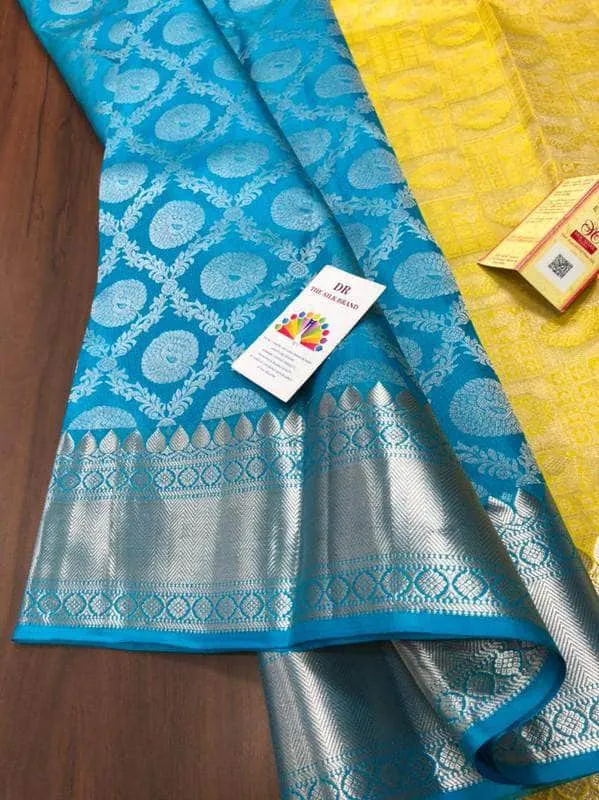 Silver Zari  Designer Kancheepuram Bridal Silk Saree