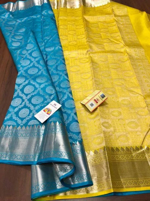 Silver Zari  Designer Kancheepuram Bridal Silk Saree