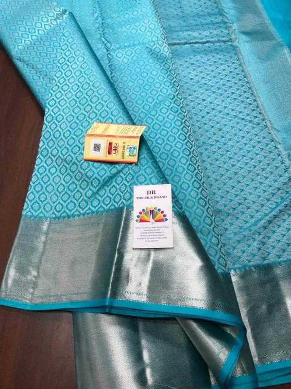 Silver Zari  Designer Kancheepuram Bridal Silk Saree