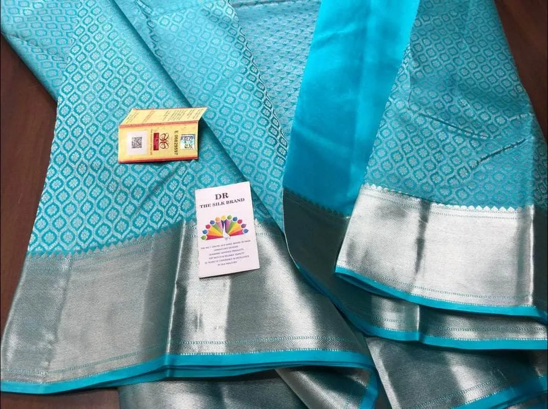 Silver Zari  Designer Kancheepuram Bridal Silk Saree