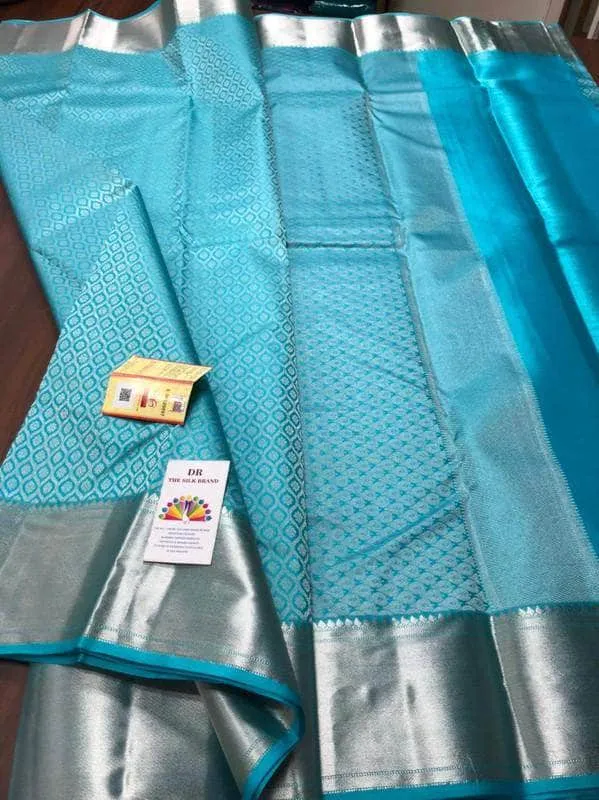 Silver Zari  Designer Kancheepuram Bridal Silk Saree