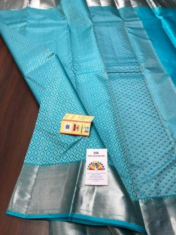 Silver Zari  Designer Kancheepuram Bridal Silk Saree