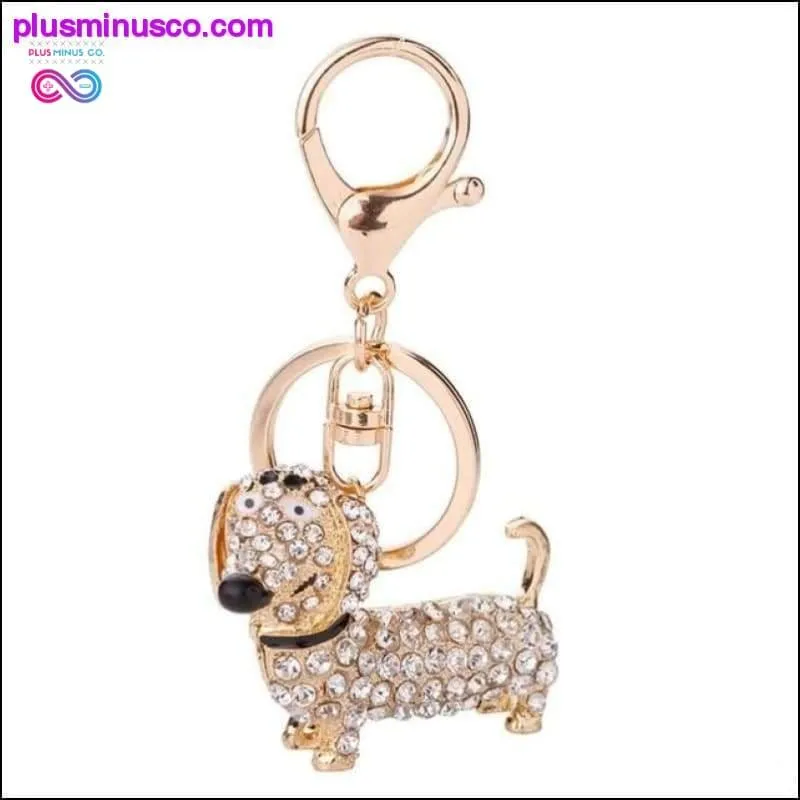 Small Lovely Cute Rhinestone Dachshund Dog Design Keychain