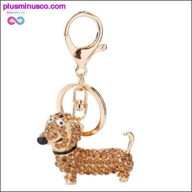 Small Lovely Cute Rhinestone Dachshund Dog Design Keychain