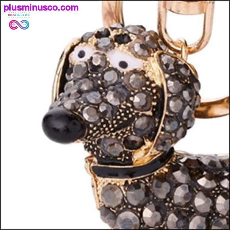 Small Lovely Cute Rhinestone Dachshund Dog Design Keychain