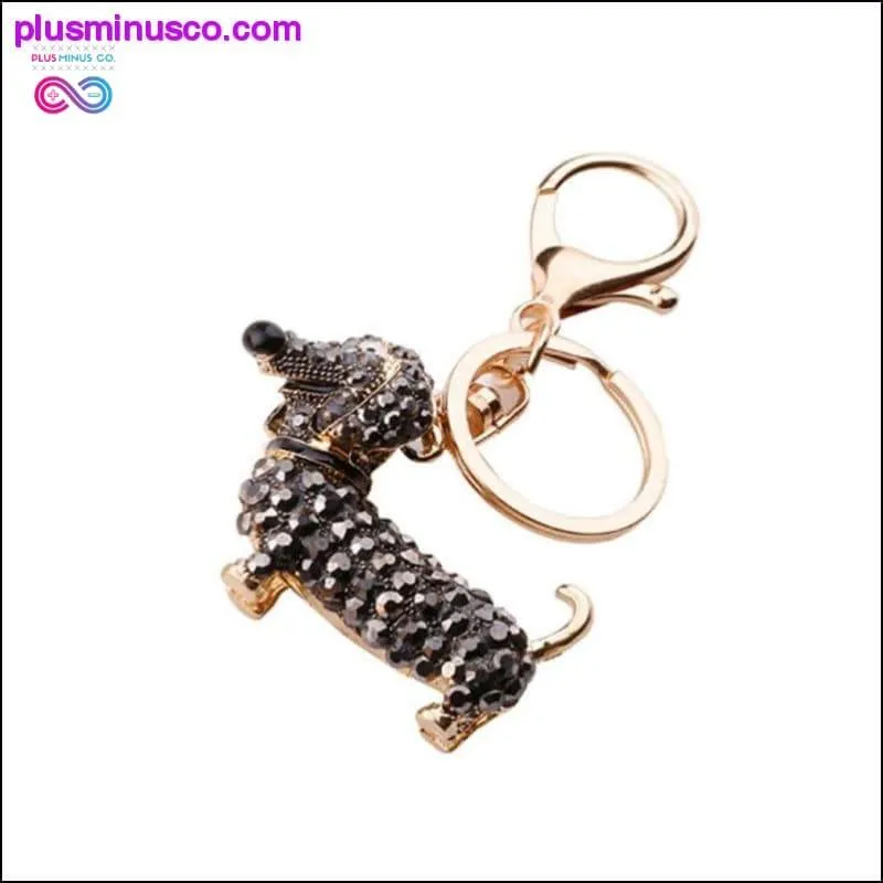 Small Lovely Cute Rhinestone Dachshund Dog Design Keychain