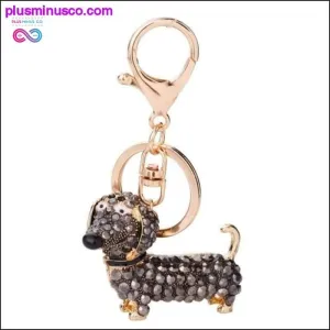 Small Lovely Cute Rhinestone Dachshund Dog Design Keychain