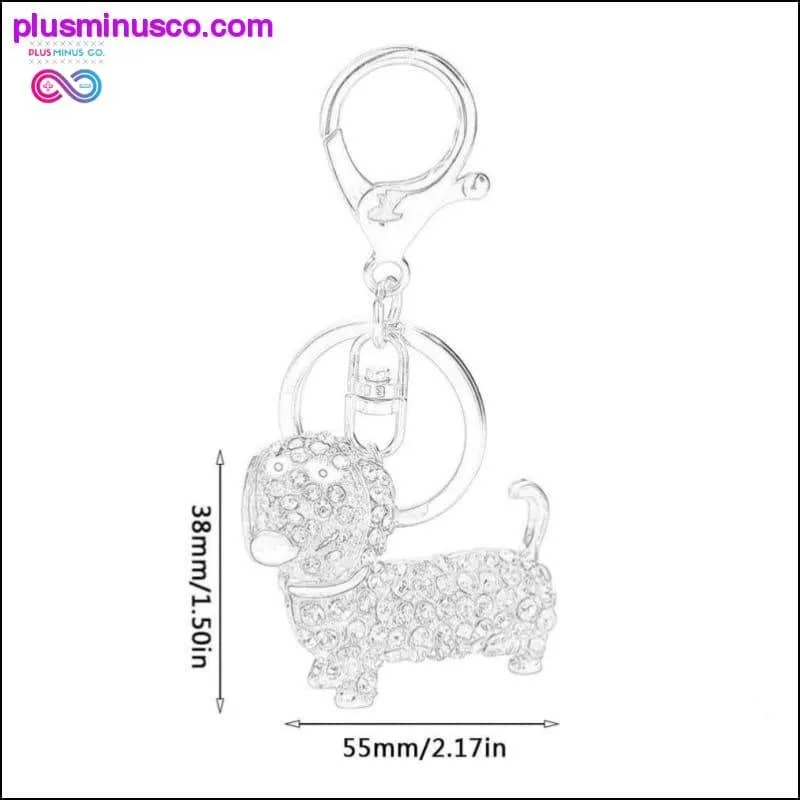 Small Lovely Cute Rhinestone Dachshund Dog Design Keychain