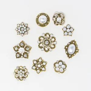 Small Sizes | Bulk Antique Bronze Rhinestone and Pearl Embellishments