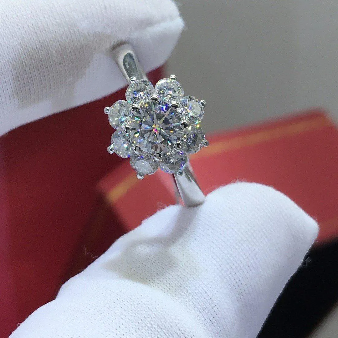 Snow Flower Moissanite Ring 18k Gold