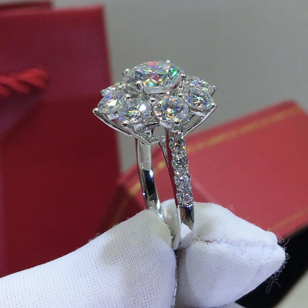 Snow Flower Moissanite Ring 18k Gold