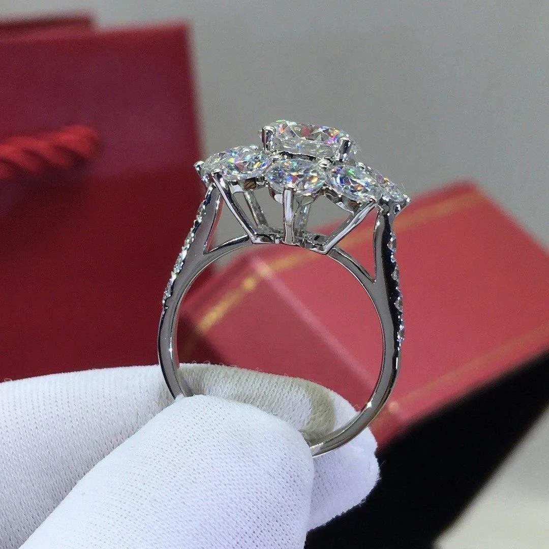 Snow Flower Moissanite Ring 18k Gold