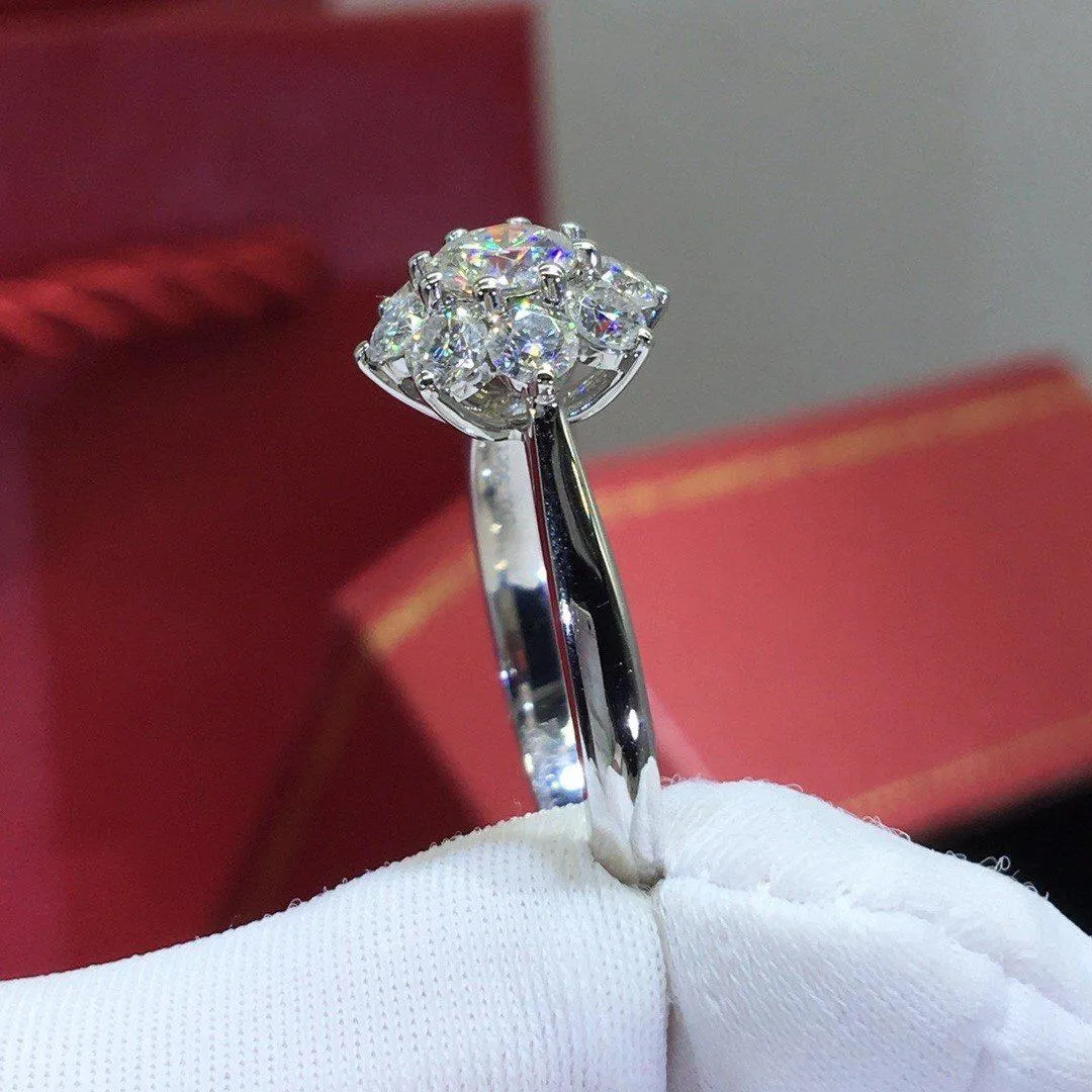 Snow Flower Moissanite Ring 18k Gold