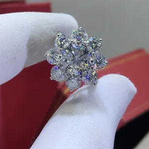 Snow Flower Moissanite Ring 18k Gold