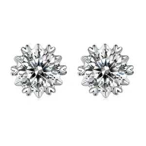 Snowflake Round 2ctw. Moissanite Stud Earrings and 2ct Moissanite Pendant Necklace Jewelry Set