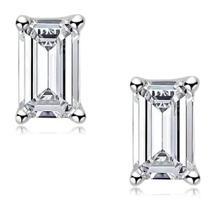 Solitaire Emerald Cut 1 Carat Moissanite Stud Earrings & Pendant Necklace