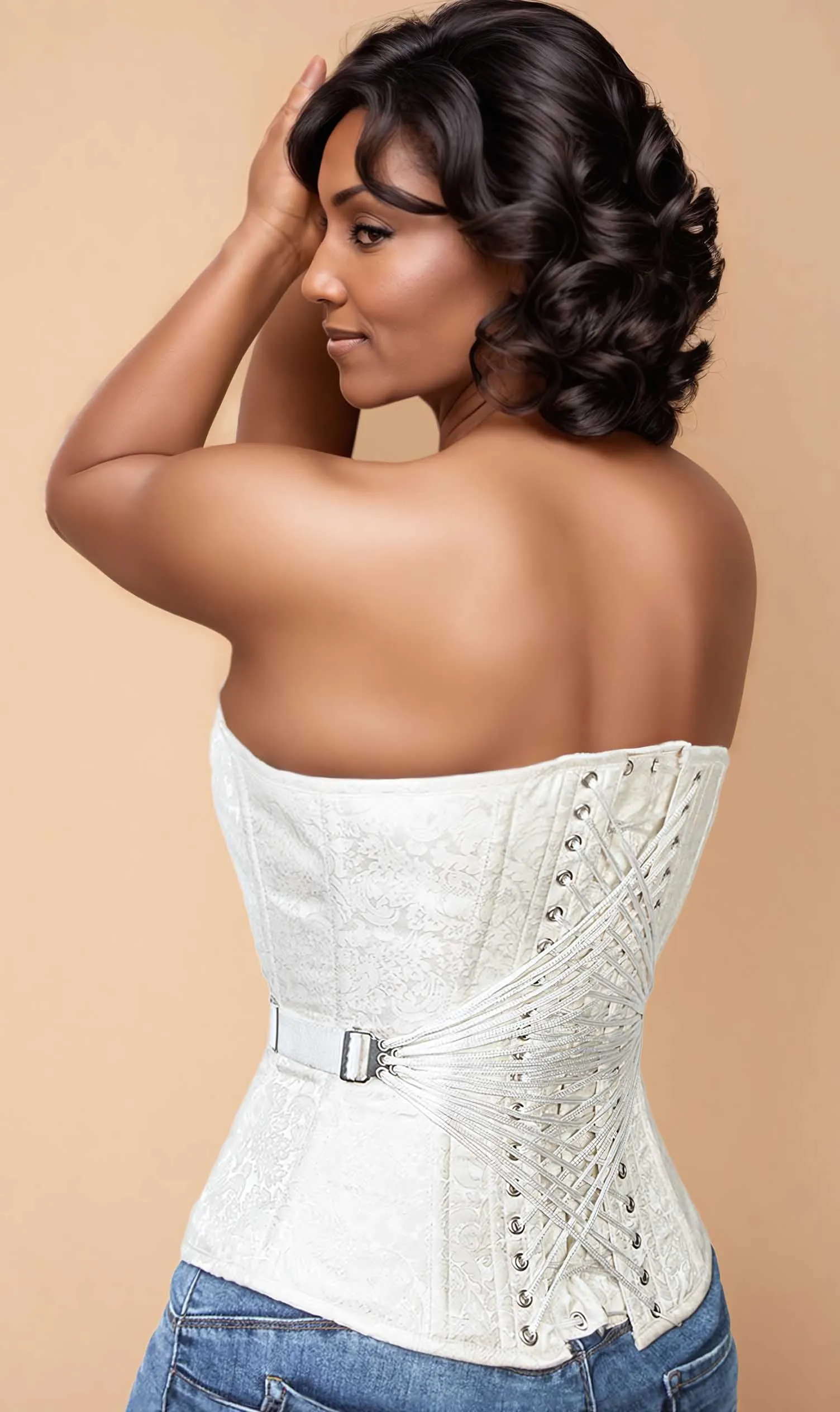 Stephanie Brocade Fan Lacing Corset