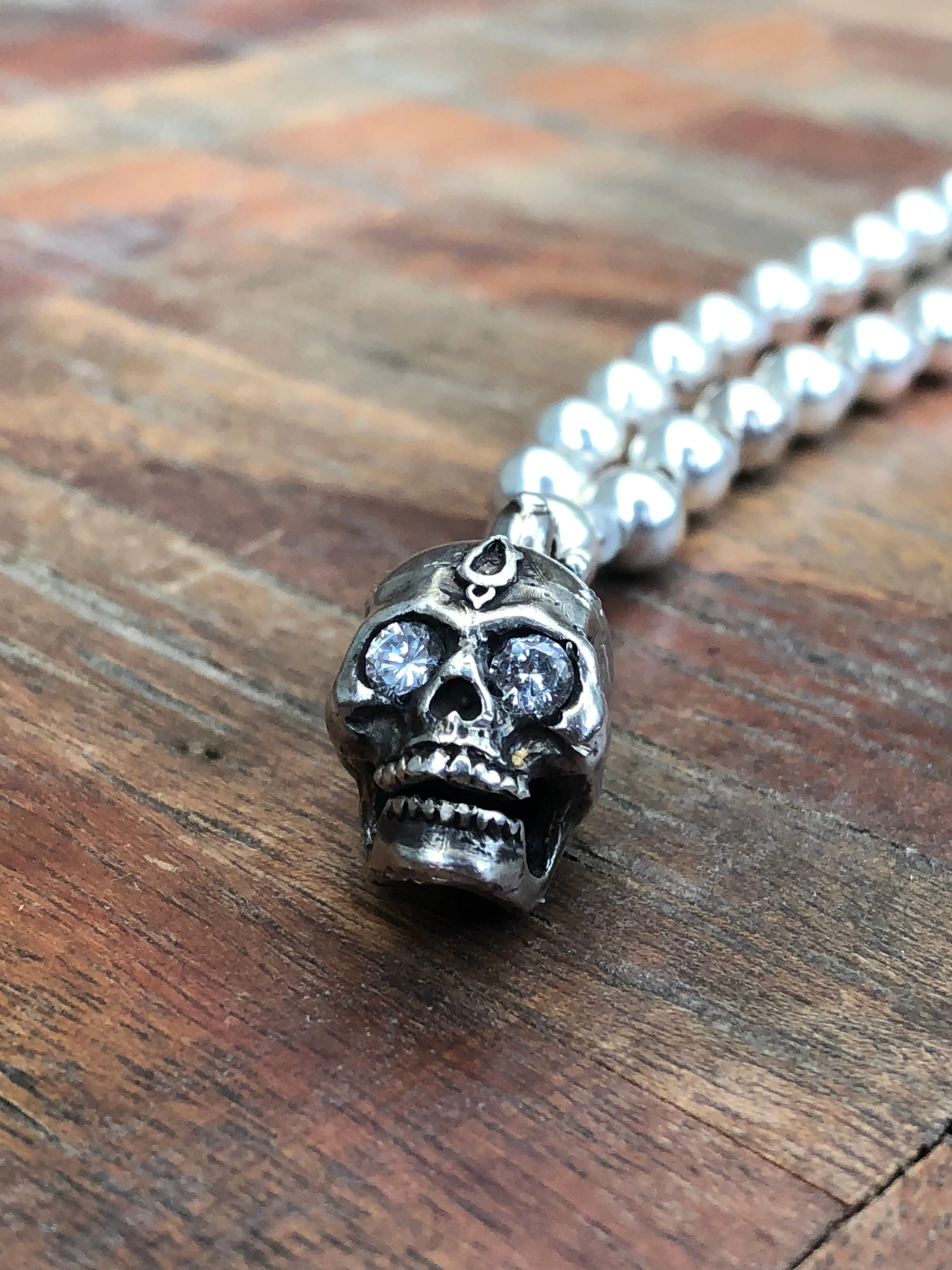 Sterling Silver & Moonstone Skull Necklace