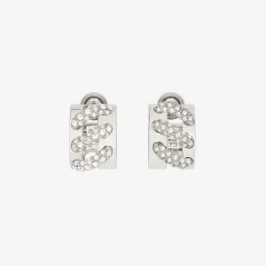 Stitch earrings in metal with crystals