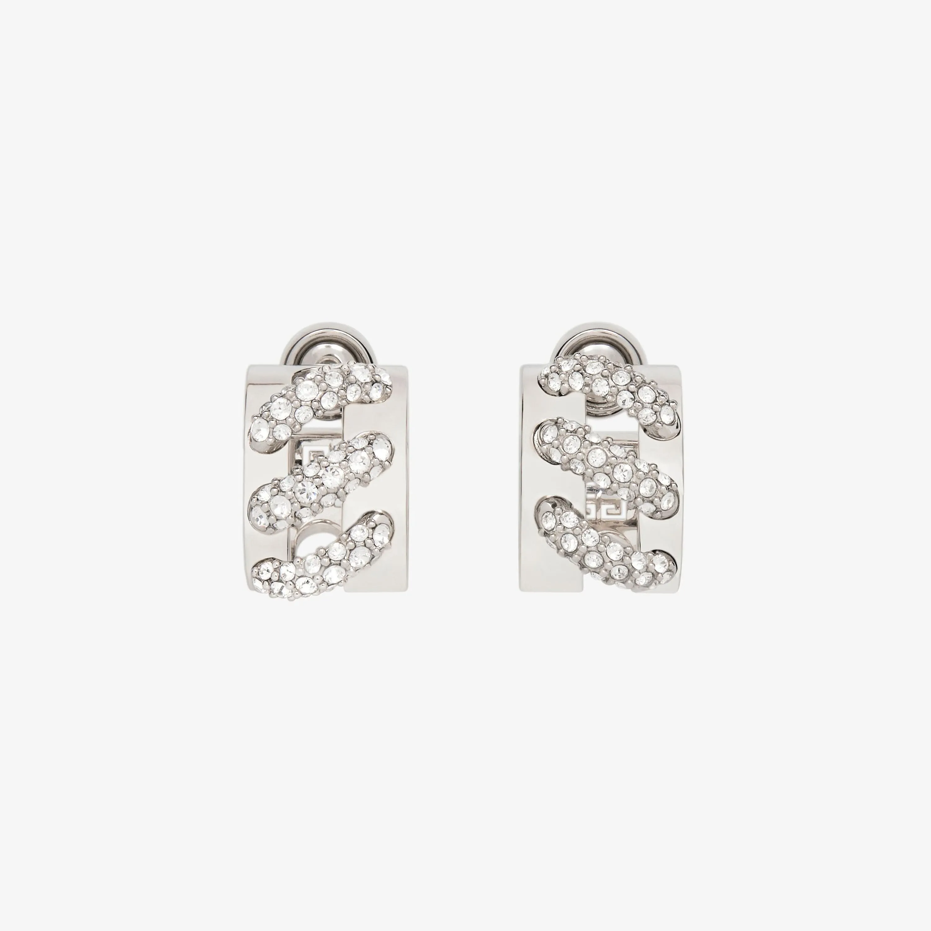 Stitch earrings in metal with crystals