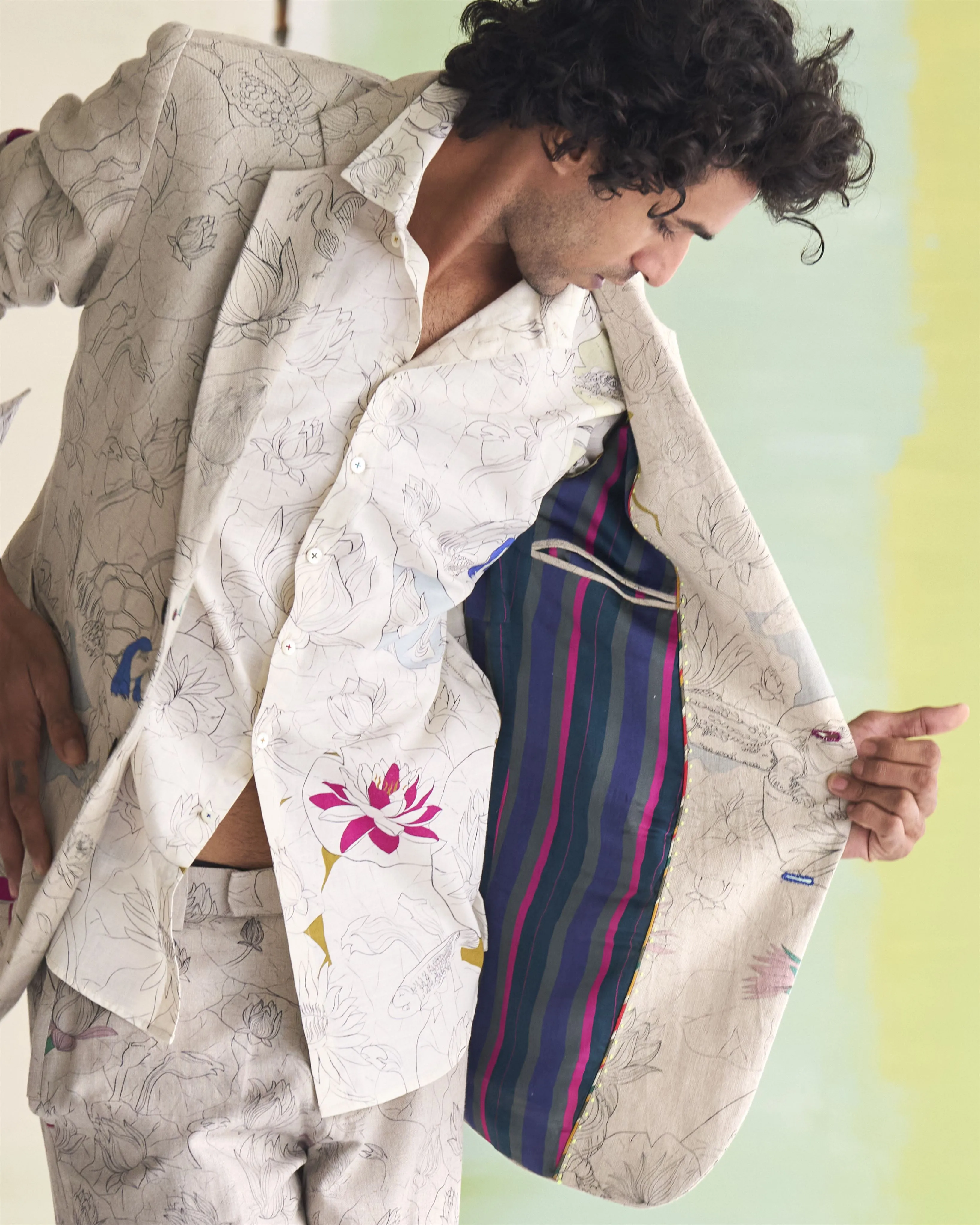 Summer Blazer Jacket Fresco Rana Linen White OW306LI534 SuketDhir