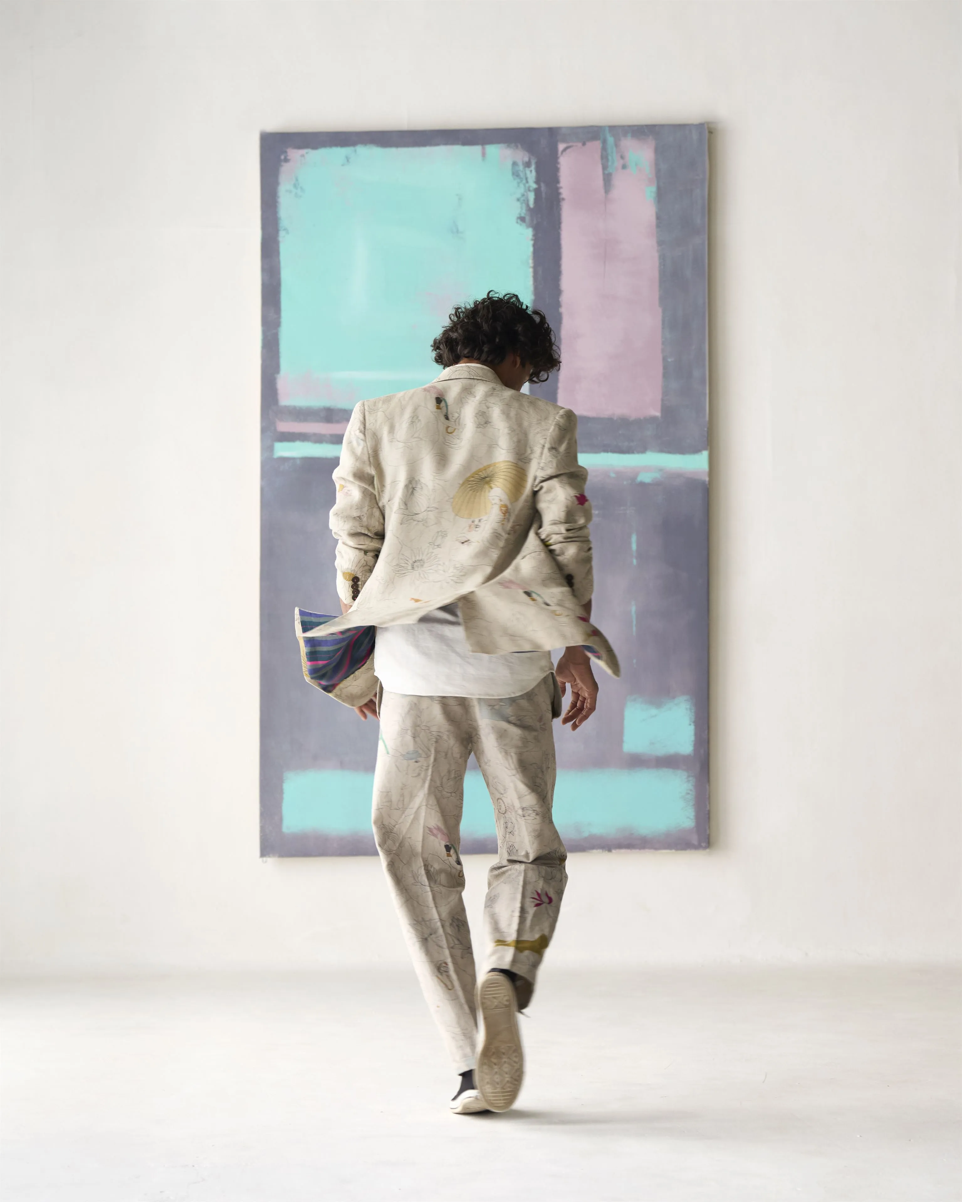 Summer Blazer Jacket Fresco Rana Linen White OW306LI534 SuketDhir