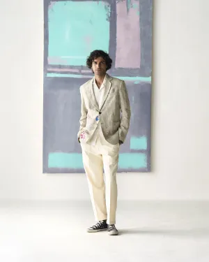 Summer Blazer Jacket Fresco Rana Linen White OW306LI534 SuketDhir
