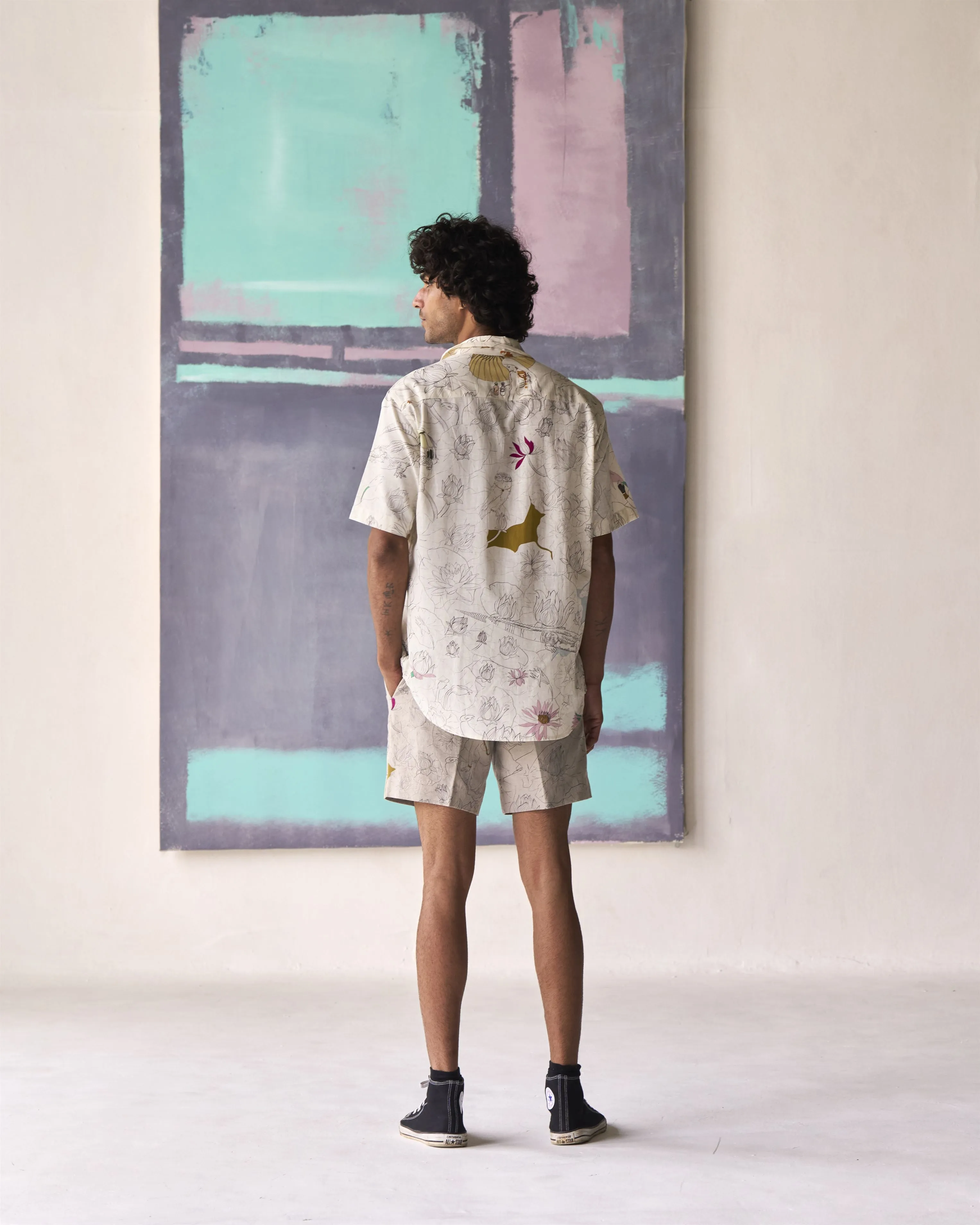Summer Bush Shirt Fresco Cotton Linen White S413CL534 SuketDhir