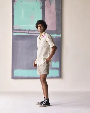 Summer Bush Shirt Fresco Cotton Linen White S413CL534 SuketDhir